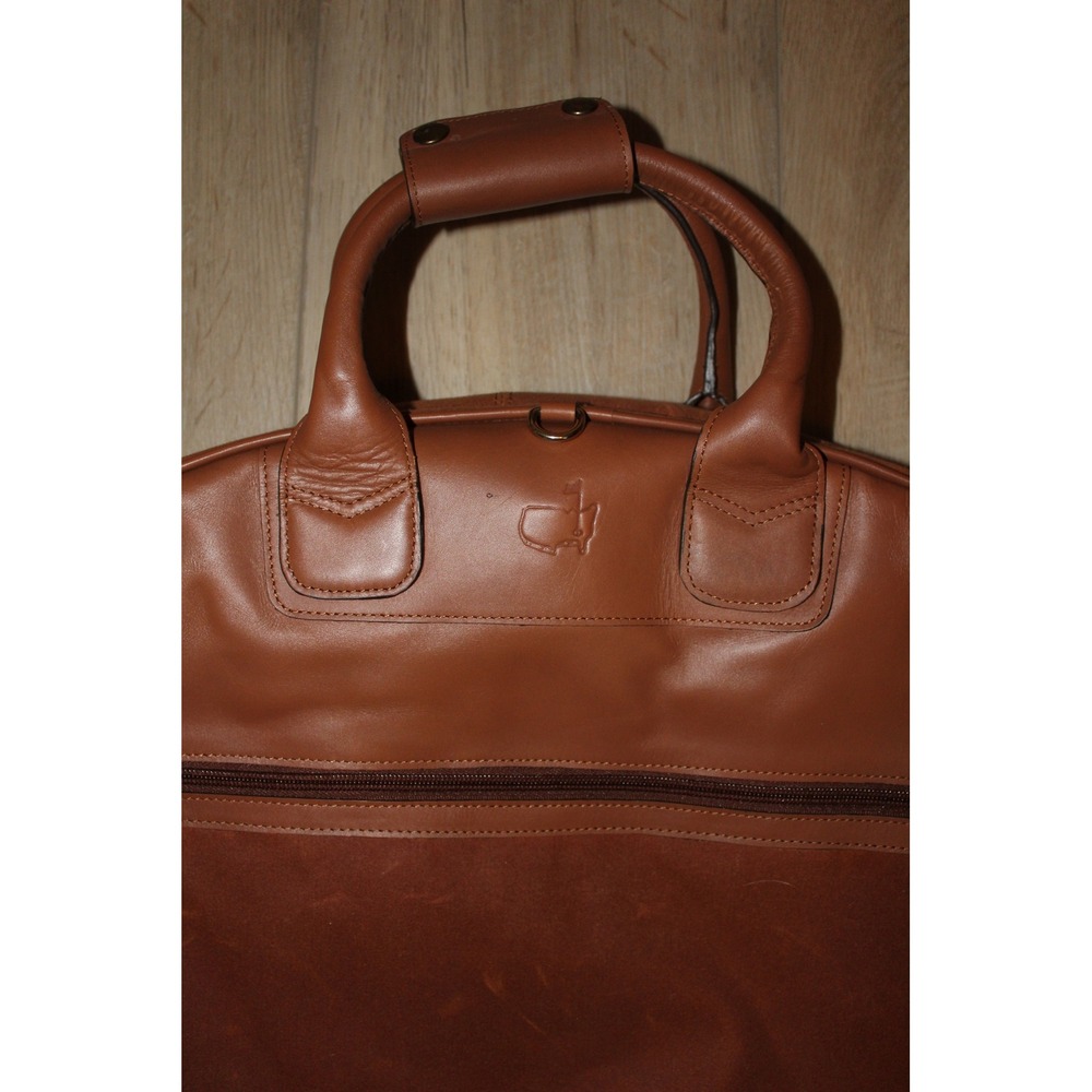 VTG Masters Golf Tournament Leather Canvas Garment Bag Cognac Brown Travel